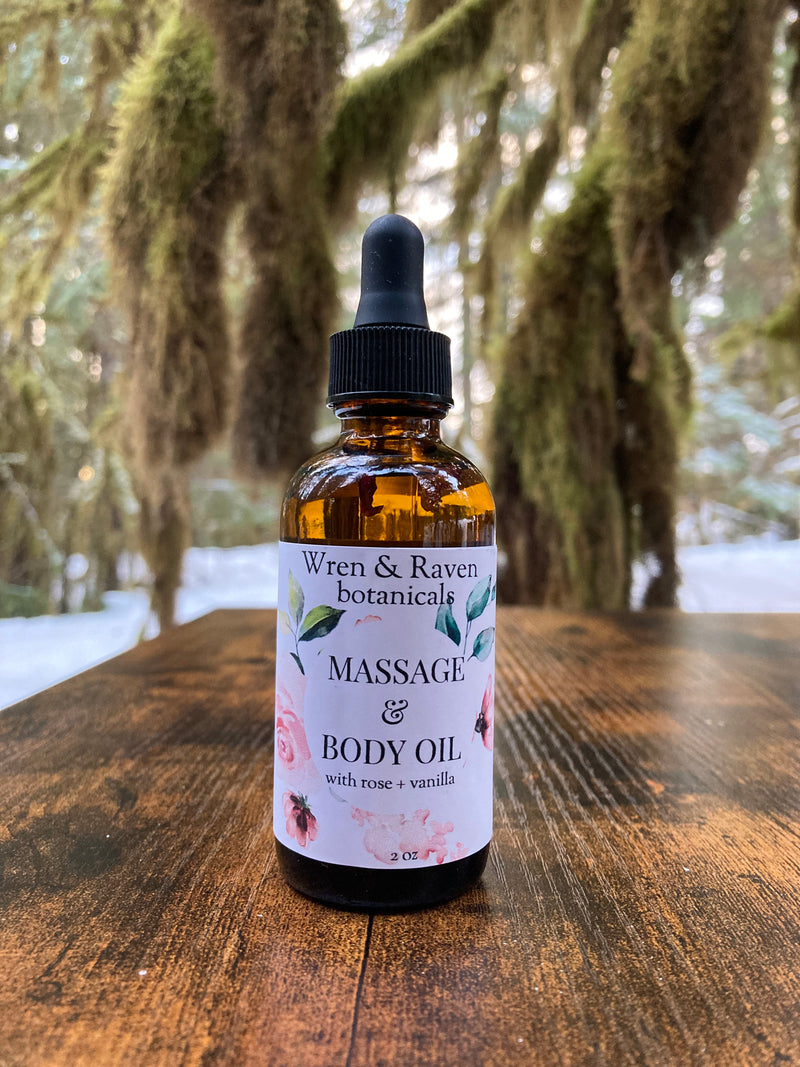 Vanilla Rose Massage & Body Oil – Wren & Raven Botanicals